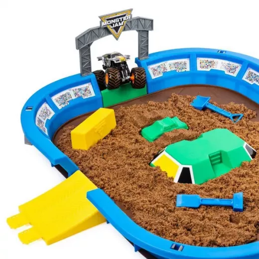 Monster Jam, Monster Dirt Arena 24-inch Playset with 2lbs of Monster Dirt and Exclusive 1:64 Scale Die-Cast Monster Jam Truck - Monster Jam - Image 4
