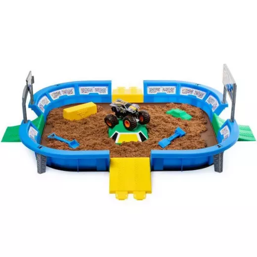 Monster Jam, Monster Dirt Arena 24-inch Playset with 2lbs of Monster Dirt and Exclusive 1:64 Scale Die-Cast Monster Jam Truck - Monster Jam - Image 5