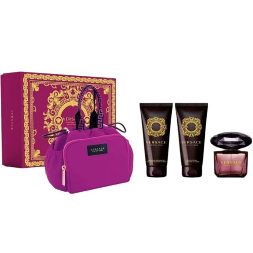 مجموعة عطر فيرساتشي كريستال نوار (نسائي) 90 مل + 100 مل + 100 مل + حقيبة (عبوة جديدة) مجموعة عطر فيرساتشي كريستال نوار (نسائي) 90 مل + 100 مل + 100 مل + حقيبة (عبوة جديدة)