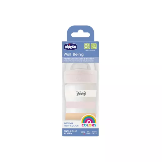 Chicco Well Being Bottle Anti-Colic System Slow Flow 150Ml 0M+ pink - Chicco - Image 2