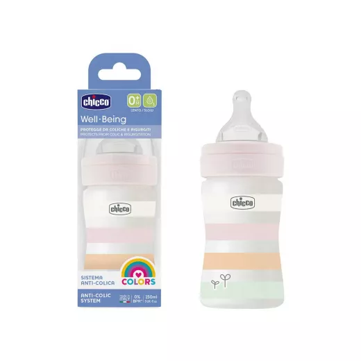 Chicco Well Being Bottle Anti-Colic System Slow Flow 150Ml 0M+ pink - Chicco - Image 4