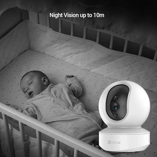 كاميرا مراقبة منزلية ذكية EZVIZ CS-TY1 بدقة 1080 بكسل، بتقنية WiFi، مع خاصية اكتشاف الحركة، تتبع ذكي، محادثة ثنائية الاتجاه، رؤية ليلية ذكية، وضع السكون، فتحة بطاقة MicroSD، وميزات التحكم الصوتي مع أليكسا. - إزفيز - Image 10