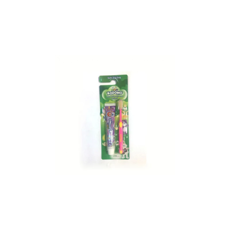 Kodomo Toothbrush Soft And Toothpaste Extra Hadiah Zig Zag Grape Flavour Pink Brush - Kodomo