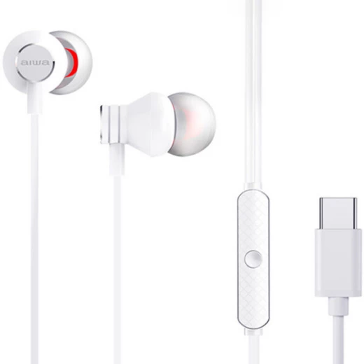 سماعات الأذن مع ميكروفون USB Type-C باللون الأبيض من أيوا سماعات الأذن مع ميكروفون USB Type-C باللون الأبيض من أيوا