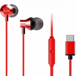 سماعات الأذن مع ميكروفون USB Type-C باللون أحمر من أيوا