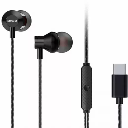 سماعات الأذن مع ميكروفون USB Type-C باللون الأسود من أيوا سماعات الأذن مع ميكروفون USB Type-C باللون الأسود من أيوا