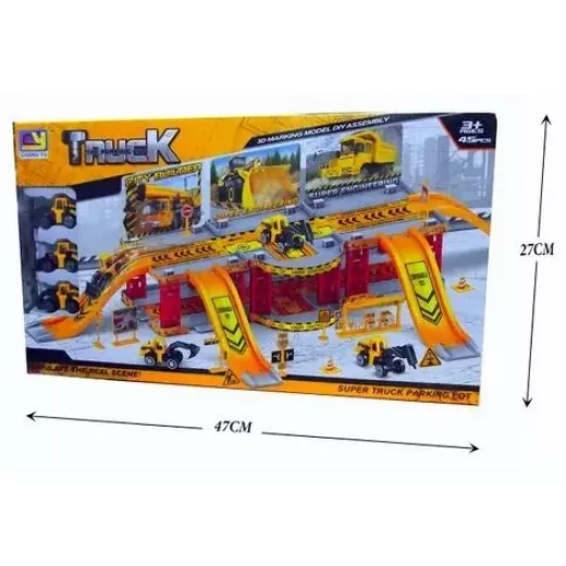 مجموعة ألعاب ركن السيارات المكونة من 45 قطعة للأطفال الصغار مع 3 آلات Cy280-3 مجموعة ألعاب للأولاد - تيك تاكس - Image 2