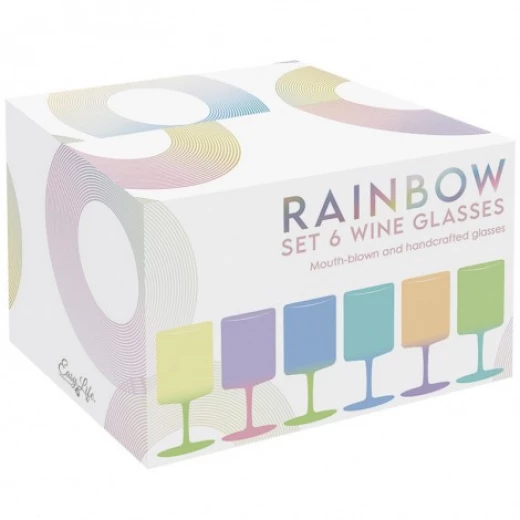 طقم كاسات زجاج 6 قطع 360 مل من Easy Life Rainbow - ألوان متعددة - ايزي  لايف - Image 3