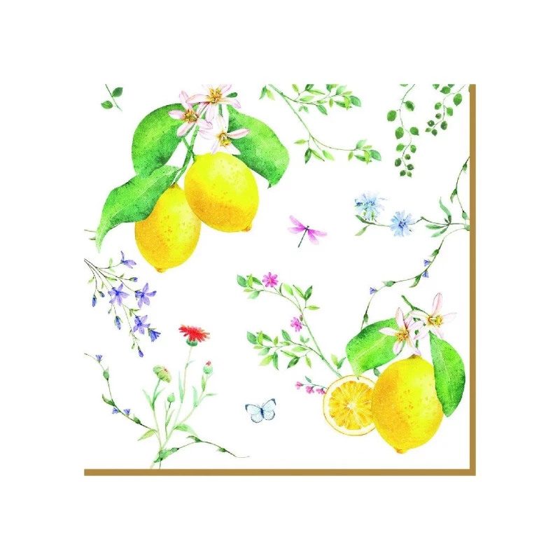 طقم مناديل طعام 20 قطعة من Easy Life Fleurs et Citrons - ألوان متعددة - ايزي  لايف
