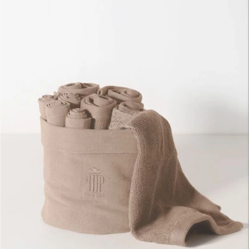 PHP Joy 8-Piece Washcloth Set in Basket - Taupe - PHP
