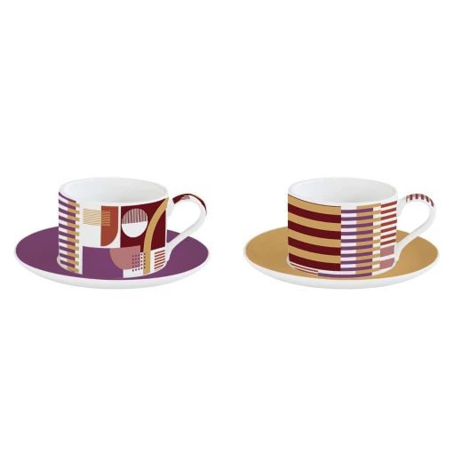 Easy Life Geometric Art 240ml 4-Piece Teacups Set in Box - Multicolored - Easy Life - Image 3