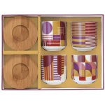 طقم فناجين قهوة 8 قطع 110 مل بعلبة من Easy Life Geometric Art - ألوان متعددة - ايزي  لايف
