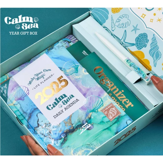 مجموعة هدايا أجندة 2025 - بحر هادئ من مفكرة - مفكرة - Image 4