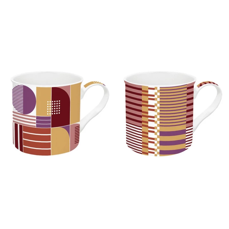 Easy Life Geometric Art 300ml 2-Piece Mug Set in Box - Multicolored - Easy Life