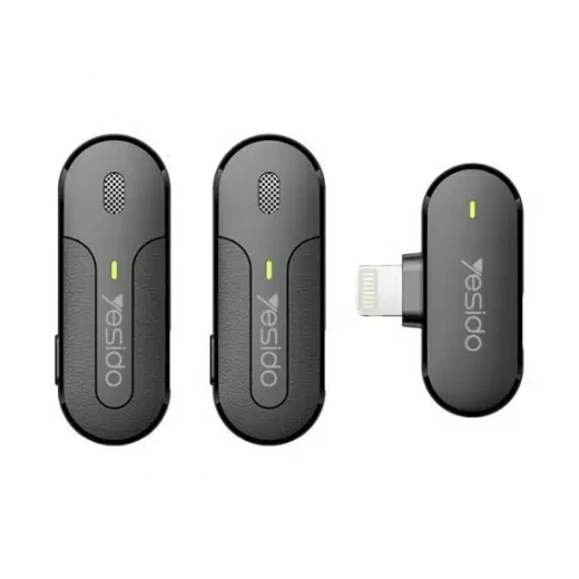 ييسيدو – ميكروفون لافاليير 2 في 1 (KR16) – لايتنينغ، 70mAh، لاسلكي، 2.4GHz – أسود - يسيدو - Image 2