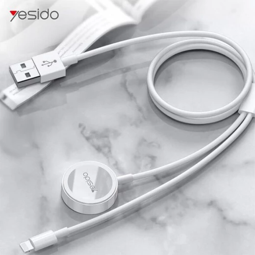 يسيدو - كابل شحن لاسلكي (CA70) - 2 في 1 USB إلى لايتنينغ، ساعة آبل، 2.4A، 1.2 متر - أبيض - يسيدو - Image 3