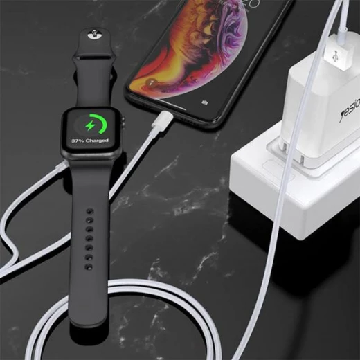 يسيدو - كابل شحن لاسلكي (CA70) - 2 في 1 USB إلى لايتنينغ، ساعة آبل، 2.4A، 1.2 متر - أبيض - يسيدو - Image 5