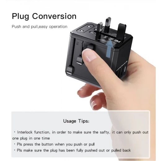 ييسيدو MC24 محول شاحن متعدد الوظائف 20W مع 3 منافذ USB + منفذ Type-C للسفر (أسود) - يسيدو - Image 5