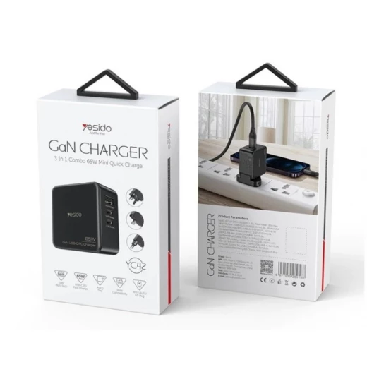 يسيدو YC42 محول شحن PD GAN 65W Type-C مع 2 قطعة و 30W USB مخرج - أسو يسيدو YC42 محول شحن PD GAN 65W Type-C مع 2 قطعة و 30W USB مخرج - أسو