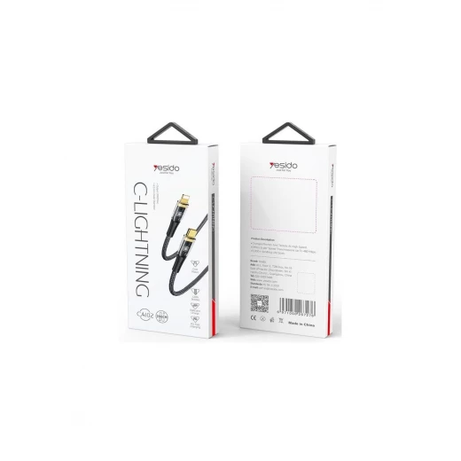 يسيدو كابل USB CA102 PD 20W Type-C/iP 2م PVC 3A، أسود يسيدو كابل USB CA102 PD 20W Type-C/iP 2م PVC 3A، أسود