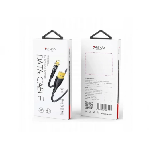سيدو كابل CA104 12W USB-Lightning 1.2م PVC 2.4A، أسود سيدو كابل CA104 12W USB-Lightning 1.2م PVC 2.4A، أسود