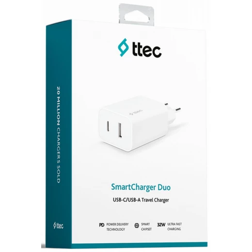 شاحن سفر SmartCharger™ Duo PD USB C/A 32W شاحن سفر SmartCharger™ Duo PD USB C/A 32W