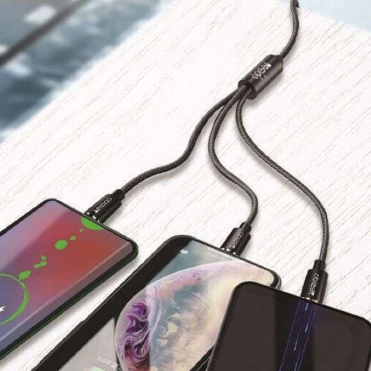 من يسيدو– كابل 3 في 1 – مايكرو USB / لايتنينج / USB-C / أسود (CA60) - يسيدو - Image 3