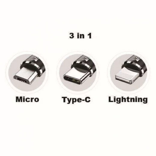 من يسيدو– كابل 3 في 1 – مايكرو USB / لايتنينج / USB-C / أسود (CA60) - يسيدو - Image 2