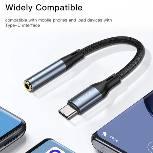 كابل YAU38 يسيدو المصنوع من سبائك الألومنيوم والنايلون  USB-C Type c إلى مقبس صوت Aux مقاس 3.5 مم وكابل سماعة رأس USB - يسيدو - Image 3