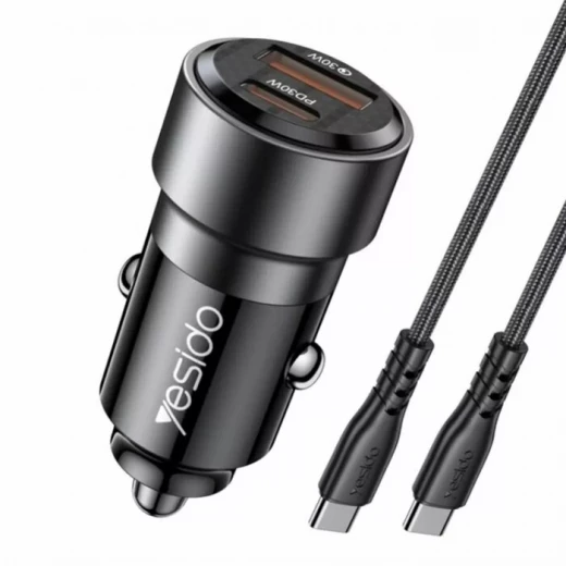 شاحن سيارة Y55  النوع C للشحن السريع 60 وات مع كابل  USB-C إلى  Type-C أسود  من يسيدو - يسيدو - Image 6