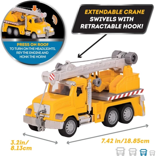 Driven Micro Crane Truck Toy Crane Truck with Lights, Sounds and Movable Parts for Kids Age 3+ - Driven - Image 9