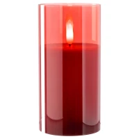 Leonardo Autentico Led Candle Dia 15 x 8cm Red