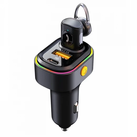 محول إضاءة ملون للسيارةV15 بمنفذين USB وشاحن سريع PD من النوع C + USB وسماعات أذن قابلة للفصل تدعم مكالمات الهاتف بدون استخدام اليدين محول إضاءة ملون للسيارةV15 بمنفذين USB وشاحن سريع PD من النوع C + USB وسماعات أذن قابلة للفصل تدعم مكالمات الهاتف بدون استخدام اليدين