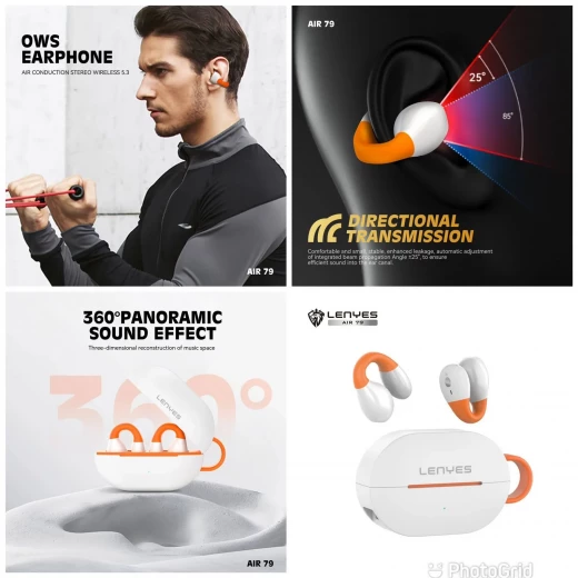 سماعة رأس TWS LENYES Air 79 بلوتوث v5.3 مع تقنية اللمس الذكي، صوت هاي فاي، باس ستيريو، سماعة لاسلكية بنظام توصيل الهواء، موديل أنتينغ مع ميكروفون أصلي - لينيس - Image 4