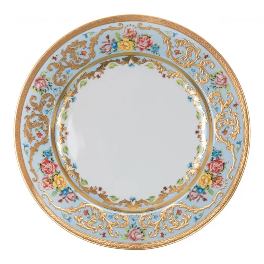 Falken Porzellan Dinner Set of 93 Pieces for 12 Person White Porcelain with Blue & Gold Pattern - Falken Porzellan - Image 2