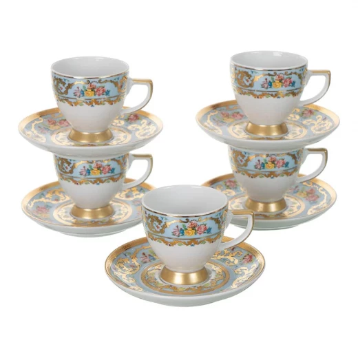 Falken Porzellan Dinner Set of 93 Pieces for 12 Person White Porcelain with Blue & Gold Pattern - Falken Porzellan - Image 6