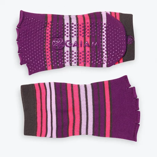 Gaiam Toeless Yoga Sock ,Pink/purple Gaiam Toeless Yoga Sock ,Pink/purple