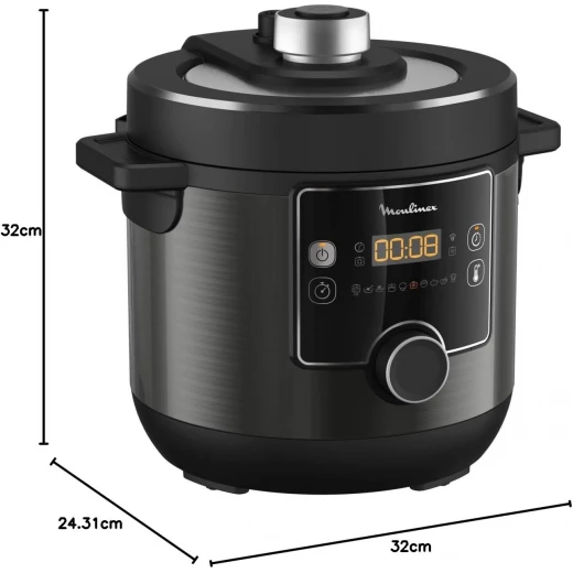 طنجرة ضغط كهربائية من مولينكس، طنجرة كهربائية توربو كوزين، 7.6 لتر، 1200 واط، أسود - مولينكس - Image 9