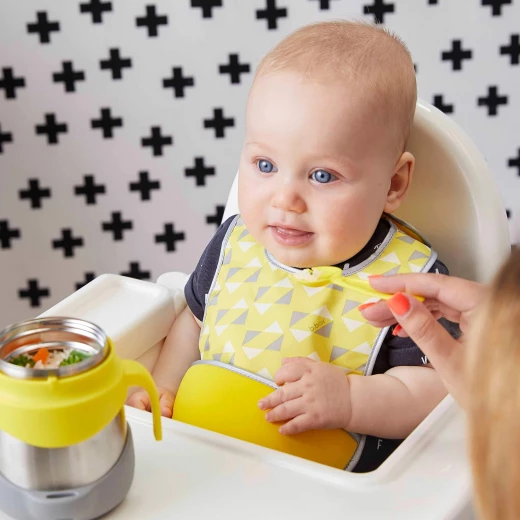 B-Box,Travel Bib Spoon Flexible Soft Bite, Palm Pattern, Adjustable Neck Strap, BPA Free, Phthalate Free, PVC Free, Machine Washable and Folds into Its Own Bag - B.Box - Image 8