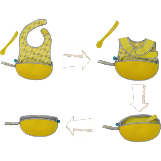 B-Box,Travel Bib Spoon Flexible Soft Bite, Palm Pattern, Adjustable Neck Strap, BPA Free, Phthalate Free, PVC Free, Machine Washable and Folds into Its Own Bag - B.Box - Image 5