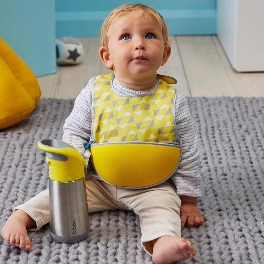 B-Box,Travel Bib Spoon Flexible Soft Bite, Palm Pattern, Adjustable Neck Strap, BPA Free, Phthalate Free, PVC Free, Machine Washable and Folds into Its Own Bag - B.Box - Image 4