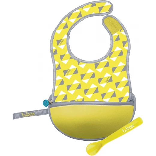 B-Box,Travel Bib Spoon Flexible Soft Bite, Palm Pattern, Adjustable Neck Strap, BPA Free, Phthalate Free, PVC Free, Machine Washable and Folds into Its Own Bag - B.Box - Image 2