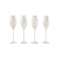 Kitchen Craft Mikasa Flute Glasses 210ml Gold Set of 4 Pieces