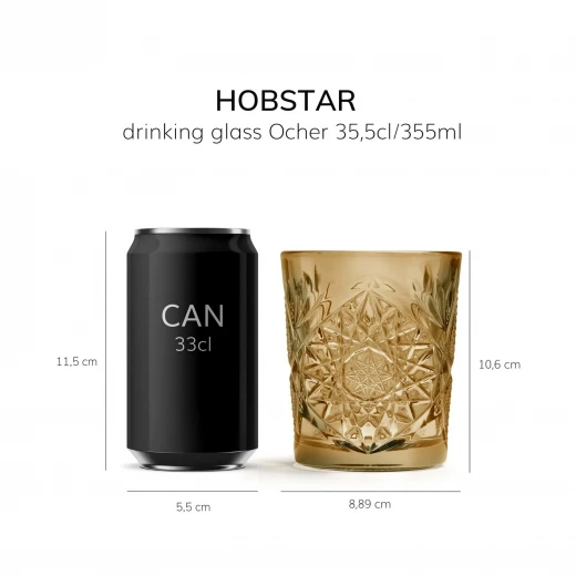 Libbey HOBSTAR Old Fashion Tumbler 12oz 355ml Yellow Set of 6 Pieces - Libbey - Image 3