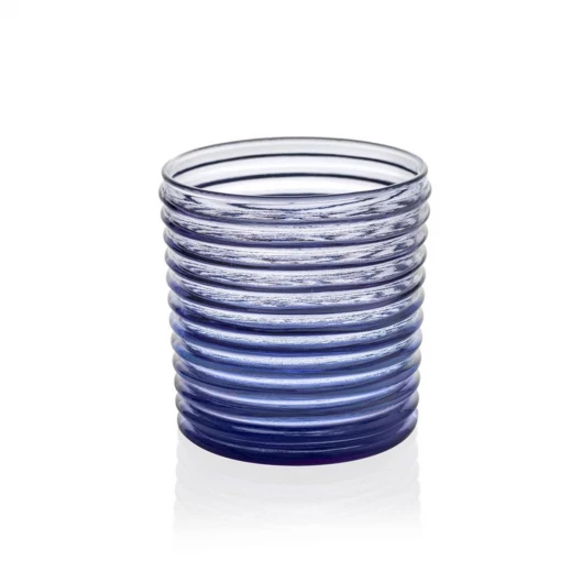 IVV Vertigo Tumbler 300ml Set of 6 Pieces, Blue Crystal Glasses with Transparent Line Design, Ideal for Water, Juices, and Beverages