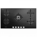 Elba ELIO 95-545 CG Black Vitroceramic Gas Cooktop - 90cm with Wok Burner. Experience superior cooking performance with this sleek gas cooktop. Enjoy precise heat control and easy cleaning. - ELBA