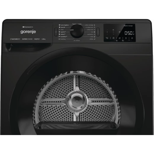 مجفف ملابس غورينيه 8 كجم، مضخة حرارية، 16 برنامج، WiFi، كفاءة طاقة A++، أسود DPNE82GNLWIFI/B – سعة كبيرة، موفر للطاقة، تجفيف لطيف على الملابس، تشغيل هادئ، تصميم حديث وأنيق - جورينيه - Image 5
