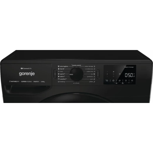 مجفف ملابس غورينيه 8 كجم، مضخة حرارية، 16 برنامج، WiFi، كفاءة طاقة A++، أسود DPNE82GNLWIFI/B – سعة كبيرة، موفر للطاقة، تجفيف لطيف على الملابس، تشغيل هادئ، تصميم حديث وأنيق - جورينيه - Image 6