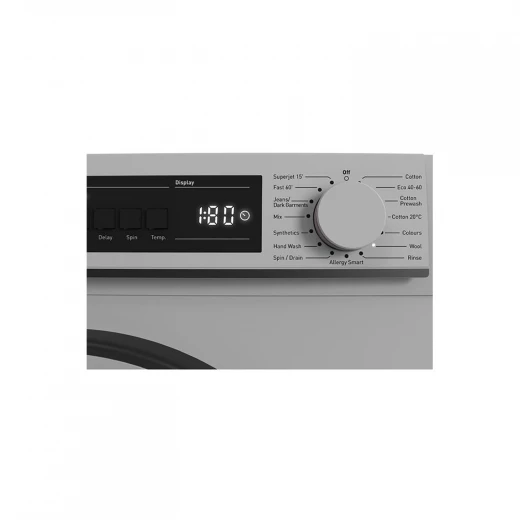 غسالة ملابس شارب 8 كجم، 1000 دورة/دقيقة، 15 برنامج، فضي ES-FE810DZL-S – سعة كبيرة، موفرة للطاقة، غسيل لطيف على الملابس، تشغيل هادئ، تصميم حديث وأنيق - شارب - Image 5