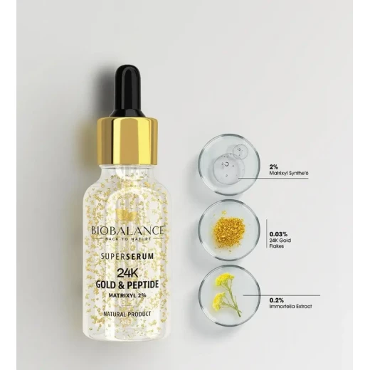 Bio Balance 24k Gold & Peptide  Super Serum , 30ml - Bio Balance - Image 2